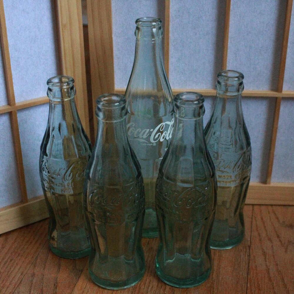 Vintage Set of Coca Cola Empty Glass Bottles